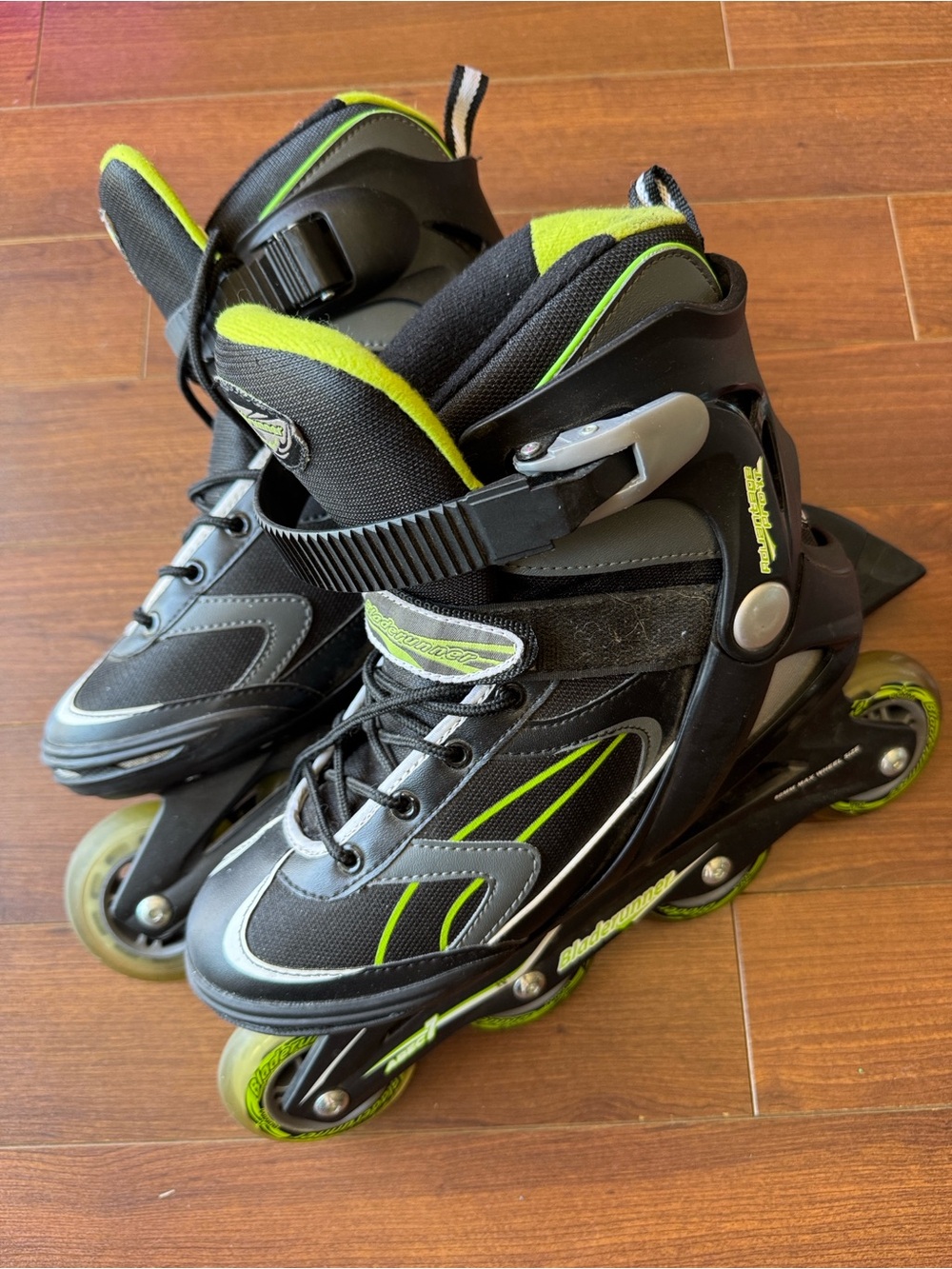 BladeRunner Black and Lime Green Adjustable Inline Skates
